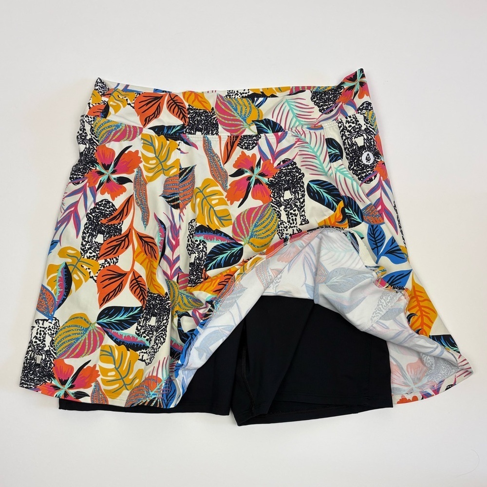 Dona Jo Pickleball Skort Tropical & Tiger Print Very Good Condition Preppy Sport